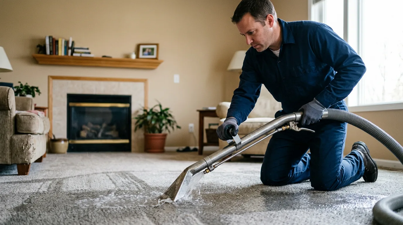 Water damage restoration technician working near Cleveland, AL